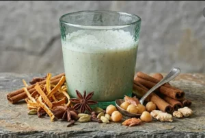 Lait épicé avec du miel