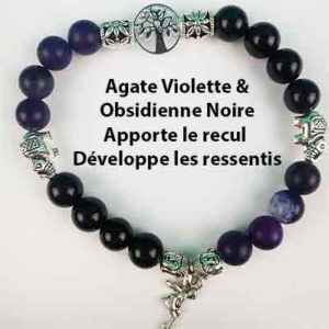 Agate Violette & Obsidienne Noire