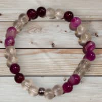 Bracelet agate violette et cristal de roche